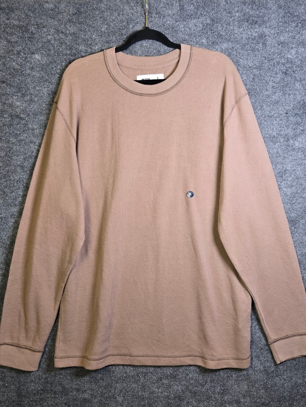 Hollister T Shirt Mens XL Light Brown Thermal Waffle Knit Crew Neck New